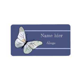 Winterrose und Schmetterlinge Label