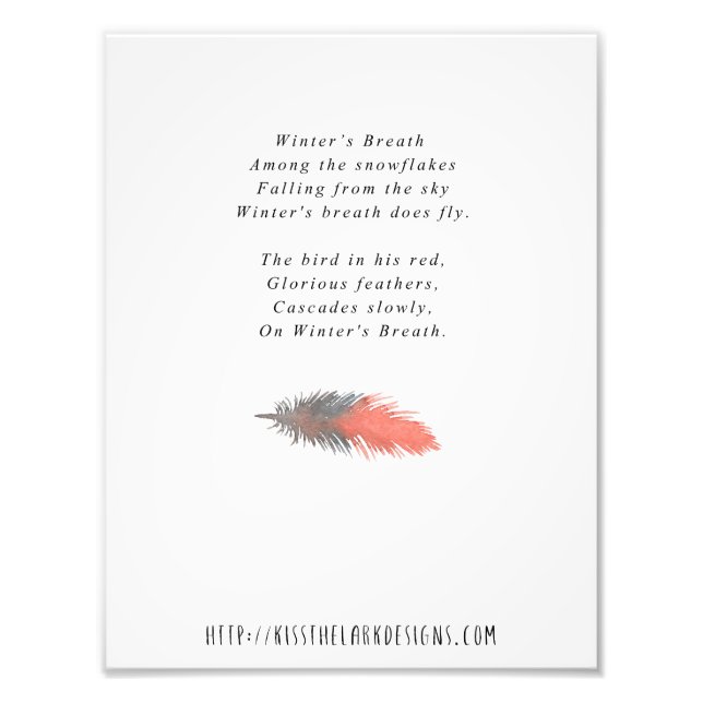Winter's Breath - 8.5 x 11 Poetry Printable Photo Print (Front)