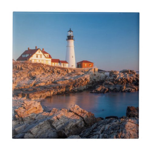 Winters dawn at Portland Head Lighthouse Ceramic Tile