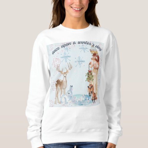 Winters Day Fox Rabbit Deer Sweatshirt