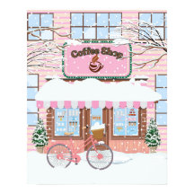 Winter's Embrace, A Cozy Coffee Shop in the Snow