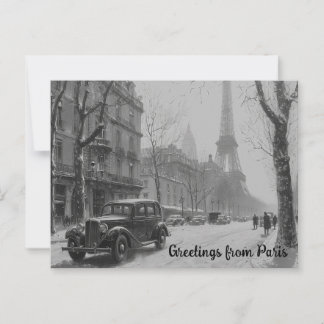 Winter's Embrace in Paris Postcard