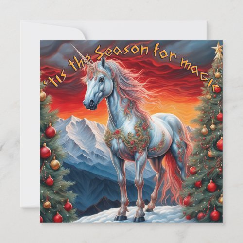 Winters Enchanted Unicorn _ Tis the Season for M Holiday Card