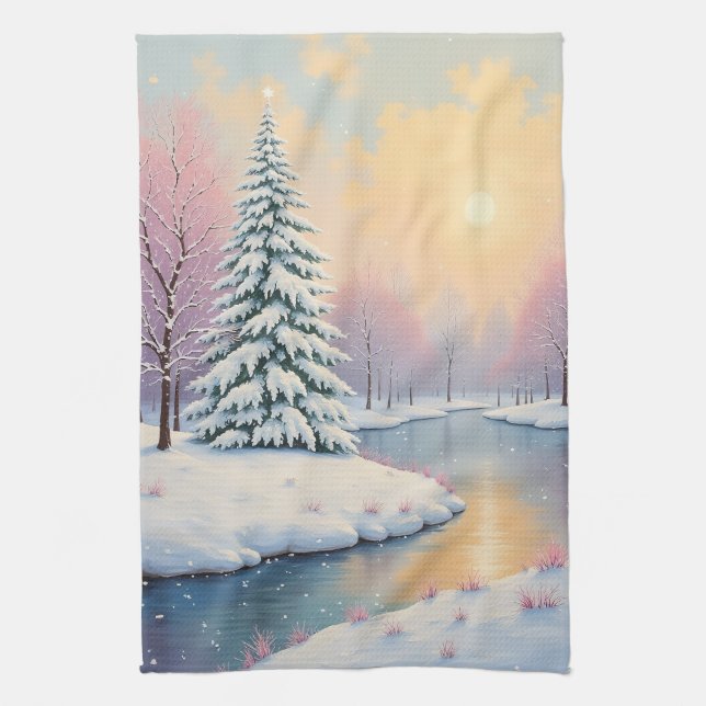 Winter's First Light Kitchen Towel (Vertical)