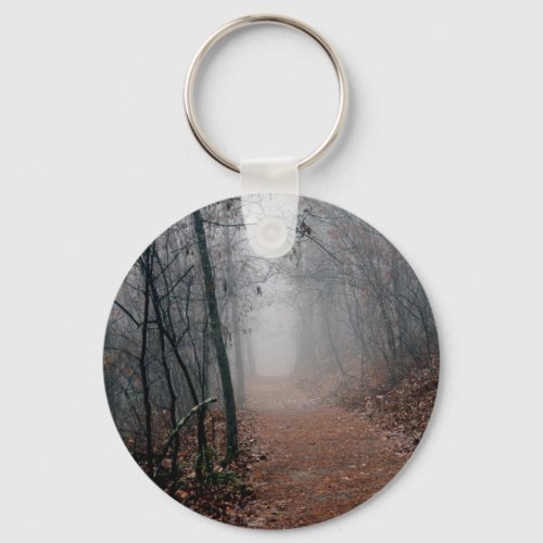 Winters Fog _ No End in Sight on the Trail Gifts Keychain
