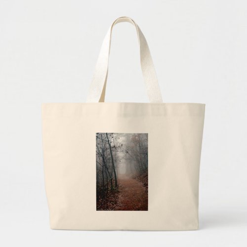Winters Fog _ No End in Sight on the Trail Gifts Large Tote Bag