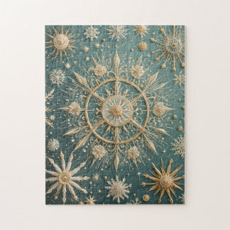 Winter's Golden Embrace: A Snowflake Serenade Jigsaw Puzzle