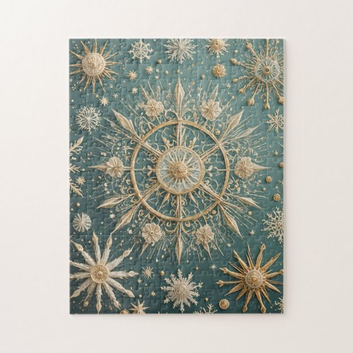 Winters Golden Embrace A Snowflake Serenade Jigsaw Puzzle