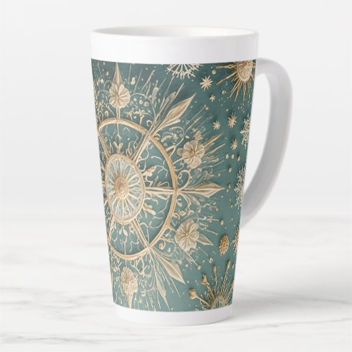 Winters Golden Embrace A Snowflake Serenade Latte Mug