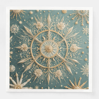 Winter's Golden Embrace: A Snowflake Serenade Paper Dinner Napkins