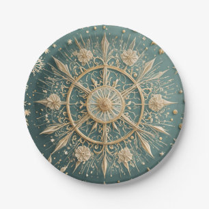 Winter's Golden Embrace: A Snowflake Serenade Paper Plates