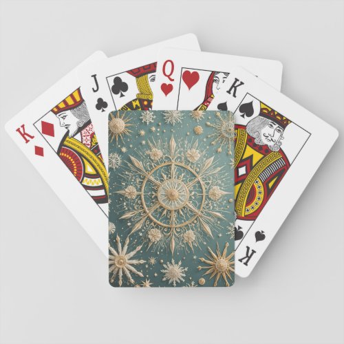 Winters Golden Embrace A Snowflake Serenade Poker Cards