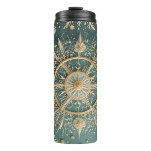 Winter's Golden Embrace: A Snowflake Serenade Thermal Tumbler