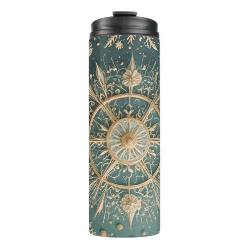 Winters Golden Embrace A Snowflake Serenade Thermal Tumbler