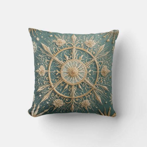 Winters Golden Embrace A Snowflake Serenade Throw Pillow