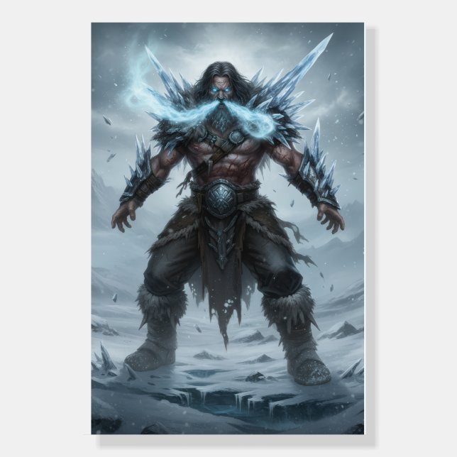 Winter's Grasp: Epic Glacial King Fantasy Warrior  Foam Board (Front)