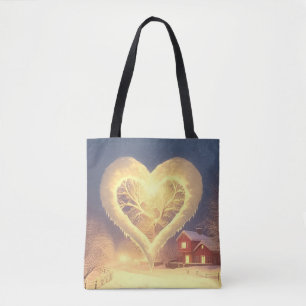 Winter's Heartwarming Glow Tote Bag