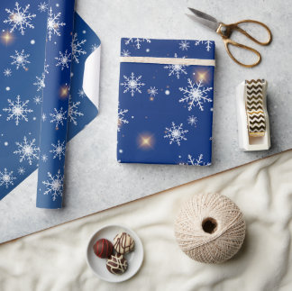 Winter's Magic Snowflake Starry Wrapping Paper