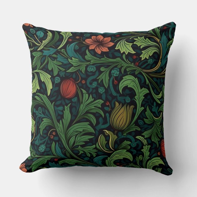Winter's Morris Garden Botanical Throw Pillow (Front)