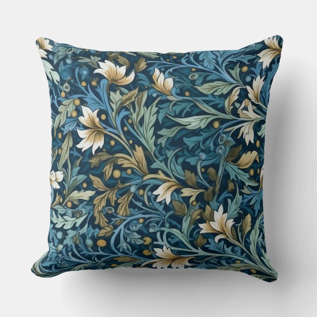 Winter's Morris Garden Botanical Throw Pillow (Front)