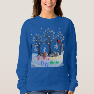 Winter's Peaceful Cozy Magic Frosty Trees Design Sweatshirt