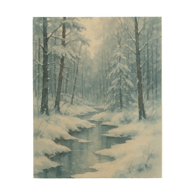  Winter's Quiet Creek Wood Wall Art (Front)