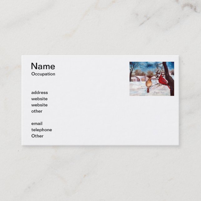 Winters Serenity Cardinal Business Cards (Front)