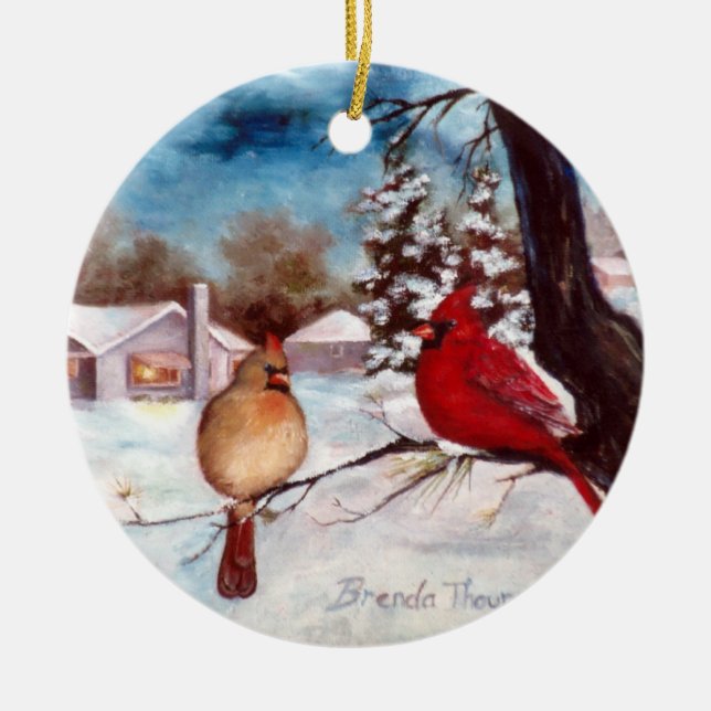 Winters Serenity Cardinal Ornament (Front)