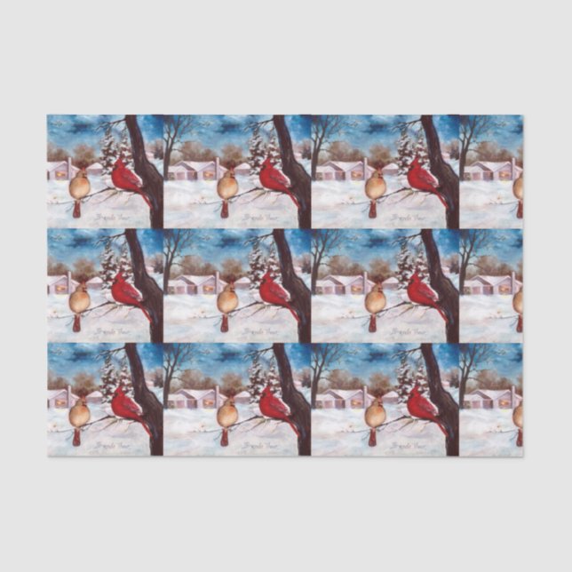 Winter's Serenity Cardinal Tissue Paper (Front)