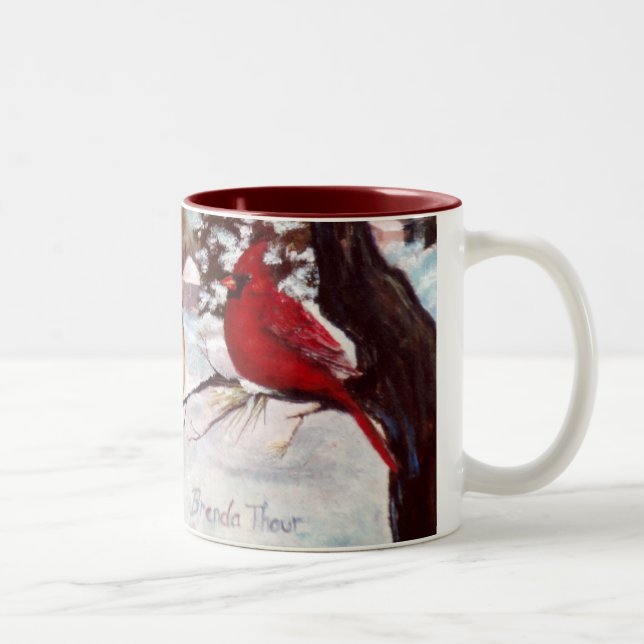Winters Serenity Cardinal Wrap Around Mug (Right)