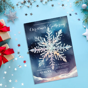Winter's Snowflake Elegance Christmas Party Invitation
