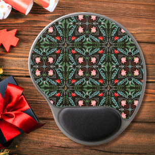 Winters Snowflakes, Poinsettias, Cardinals Gel Mouse Pad
