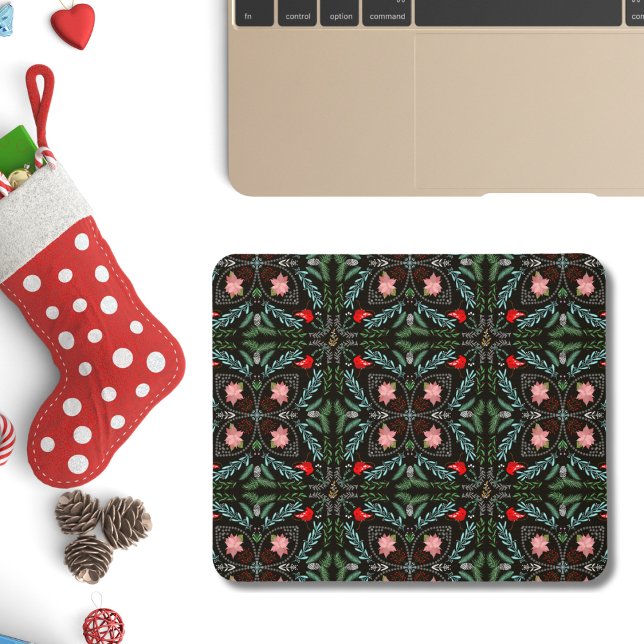 Winters Snowflakes, Poinsettias, Cardinals  Mouse Pad (Creator Uploaded)