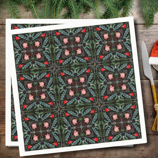 Winters Snowflakes, Poinsettias, Cardinals  Napkins (Creator Uploaded)