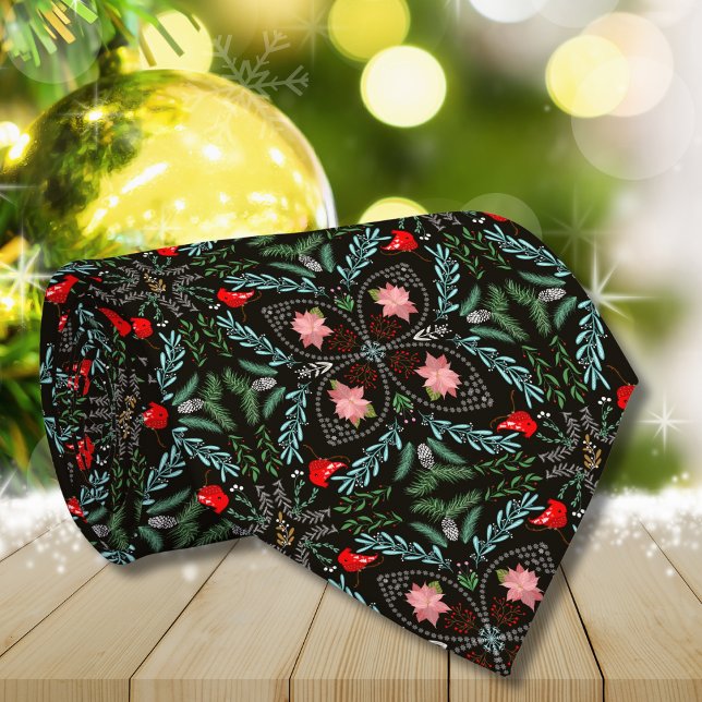 Winters Snowflakes, Poinsettias, Cardinals  Neck Tie (Creator Uploaded)
