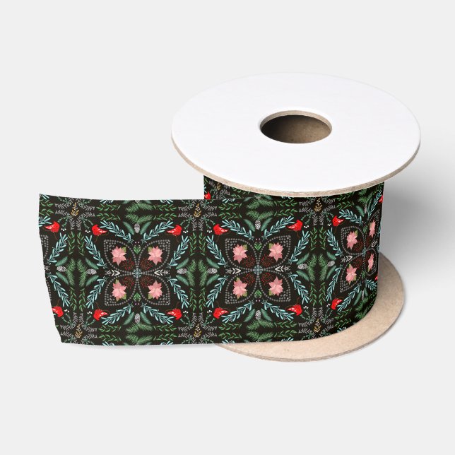 Winters Snowflakes, Poinsettias, Cardinals  Satin Ribbon (Spool)