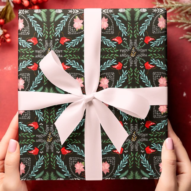 Winters Snowflakes, Poinsettias, Cardinals  Wrapping Paper Sheets (Creator Uploaded)
