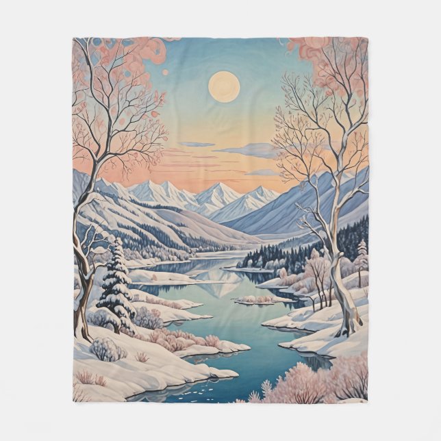 Winter's Tranquility Fleece Blanket (Front)