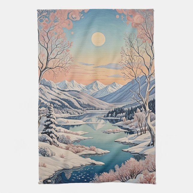 Winter's Tranquility Kitchen Towel (Vertical)