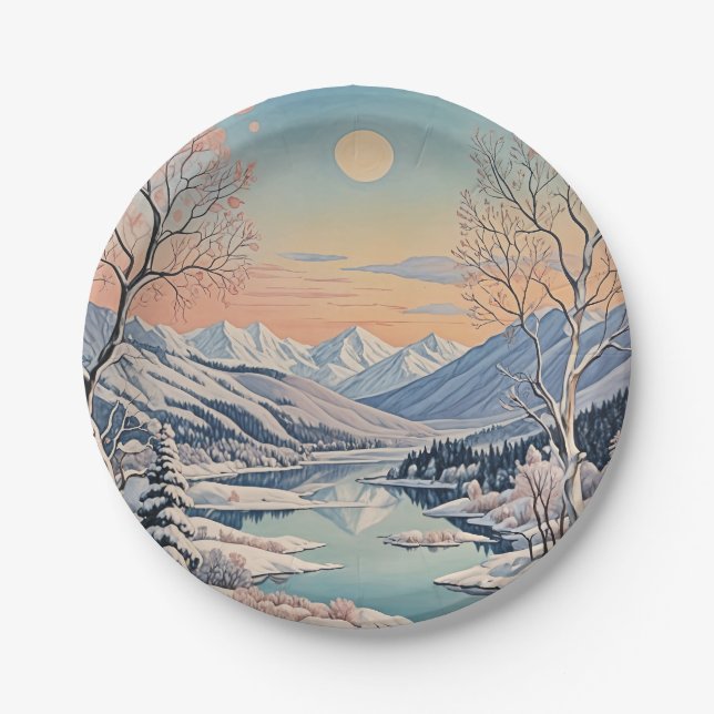 Winter's Tranquility Paper Plates (Front)