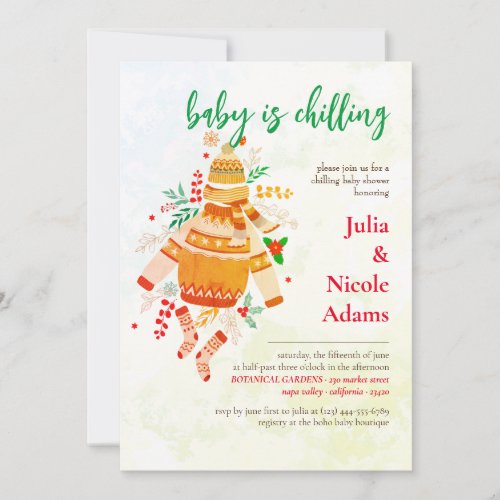 Winters Warm Clothes Cute Baby Shower Invitation