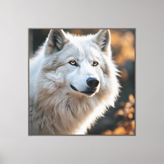 Winter's Watchful Guardian: An Arctic Wolf's Vigil Canvas Print