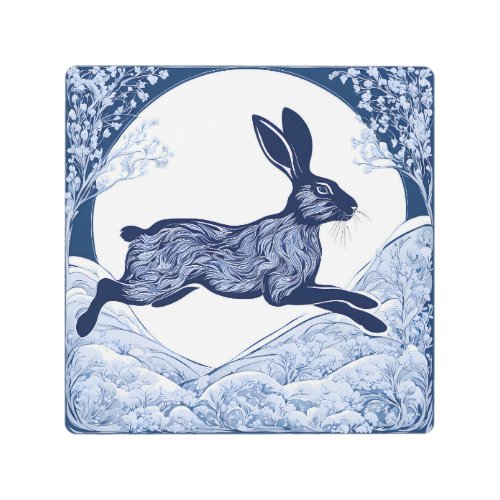 Winters Whispers of Magical Hare Metal Print