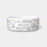 Winterscape Fox Pattern Name Pet Bowl<br><div class="desc">This cute "falalala lala" Christmas holiday pet bowl features christmas lights on a white background. Personalize it for your needs. You can find matching products at my store.</div>