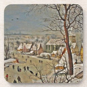 Winterscape on a Pond with Birds Coaster