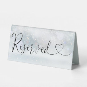 WinterSnowflakes Heart Script Reserved Table Tent