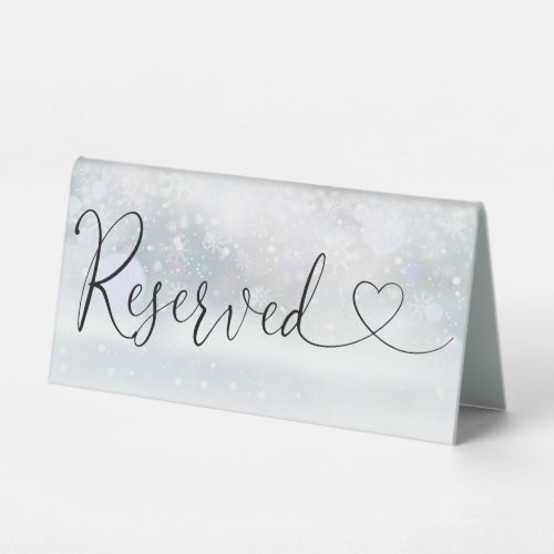 WinterSnowflakes Heart Script Reserved Table Tent Sign