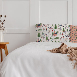 Wintersport pink ski landscape all-over print pillow case