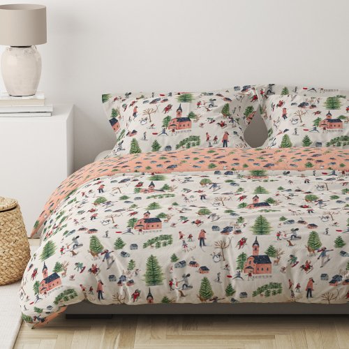 Wintersport ski landscape all_over print duvet cover