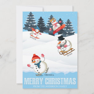 Wintersport Snowmen Illustration Christmas